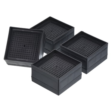 Unique Bargains 1.5' Bed Risers Furniture Risers Bed Lifters Couch Desk Sofa Lift Riser Stackable Up to 1300Lbs, Black 4Pack