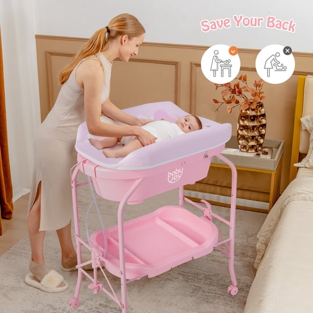 Babyjoy Baby Changing Table with Bathtub, Folding & Portable