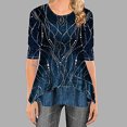 thumbnail image 4 of Leutsin Blouse Femme Col Rond Manches Mi-Longues Imprimé Grande Taille, 4 of 8