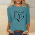 thumbnail image 2 of Penkiiy T-Shirts à Manches 3/4 Imprimés Cœur Col Rond Tunique de la Saint-Valentin Blouse m Bleu, 2 of 5