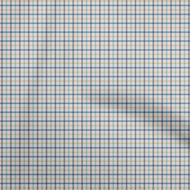 oneOone Velvet Medium Blue Fabric Check Sewing Material Print Fabric By The Yard 58 Inch Wide
