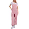 thumbnail image 1 of Combinaison Décontractée Confortable pour Femme, Couleur Unie, avec Poches, Printemps Été, Combinaison Boutonnée Décontractée, Combinaison pour Femme, Rose G, 1 of 7