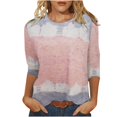 thumbnail image 1 of Birdeem T-Shirt Imprimé pour Femmes, Blouse Mi-Longue à Manches 3/4, Col Rond, Hauts Décontractés, 1 of 5