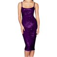 thumbnail image 1 of Pisexur Robes pour Femmes Col Rond Dos Nu Robe de Cocktail Mode Paillettes Scintillantes Robe de Soirée Boîte de Nuit Fête Robe Ajustée Robes de Retour à la Maison Élégante Robe d'Invitée de Mariage Tunique Robe Midi, 1 of 3