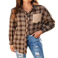 thumbnail image 2 of Femmes Veste à Carreaux Manches Longues Col Rabattu Fermeture Boutonnée Casual Tops Outwear, 2 of 7