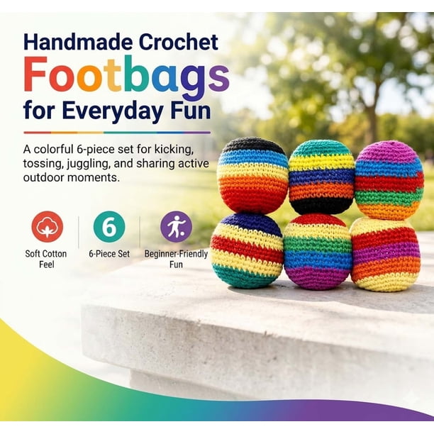 SBYOJLPB 6PCS Knitted Set Hacky Sack Knitted Footbags Crochet Kick