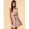 thumbnail image 3 of INSPIRE CHIC Women's Printed Half Placket Sleeveless Belted Dress, 3 of 6