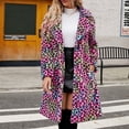thumbnail image 1 of DPTALR Womens Ladies Warm Faux Furry Long Coat Jacket Winter Solid V-neck Outerwear, 1 of 9