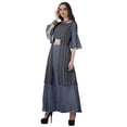 thumbnail image 4 of Moomaya Printed High Low Crop Top Kurti Palazzo Set Ethnic Indian Clothing Set For Womens, 4 of 8