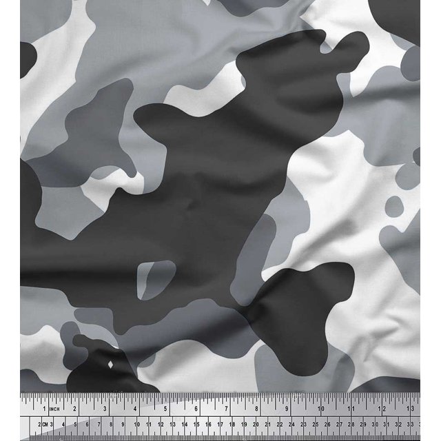 Soimoi Rayon Fabric Two Tone With White Camouflage Decor Fabric Printed Yard 56 Inch Wide