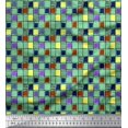 thumbnail image 1 of Soimoi Polyester Crepe Fabric Check & Brush Stroke Abstract Print Fabric by The Yard 42 Inch Wide, 1 of 3