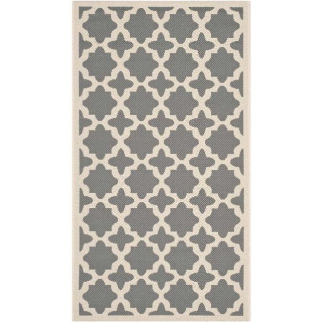 Safavieh Courtyard Polypropylene Accent Rug CY6913-246-2 in Anthracite and Beige