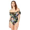 thumbnail image 1 of YDX Women's Swimwear Flounce Off Shoulder One Piece Ruffles Bathing Suit, Midnight Luau, X-Small, 1 of 2