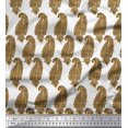 thumbnail image 1 of Soimoi White polyester Crepe Fabric Brown Paisley Print Fabric by Yard 42 Inch Wide, 1 of 3