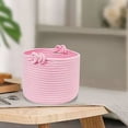 thumbnail image 1 of Round Rope Storage With Handles Decorative Home Organizer For Bedroom Living Room Sturdy Stylish Fabric, 1 of 4