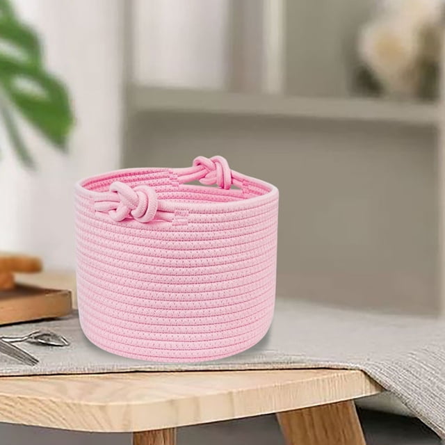Round Rope Storage With Handles Decorative Home Organizer For Bedroom Living Room Sturdy Stylish Fabric