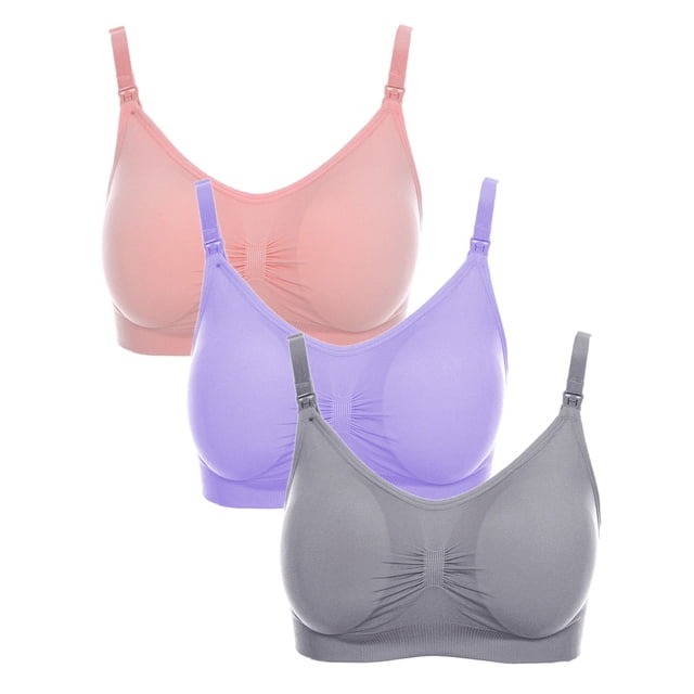 LSLJS 3Pcs Pregnant Women's Plain Color Bra Nursing Bras Vest Tops