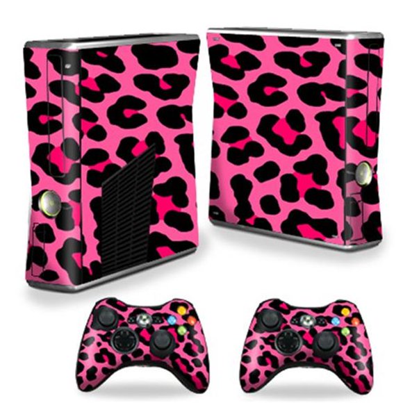 MightySkins XBOX360S-Pink Leopard Skin Decal Wrap Cover for Xbox 360 S Slim Plus 2 Controllers - Pink Leopard