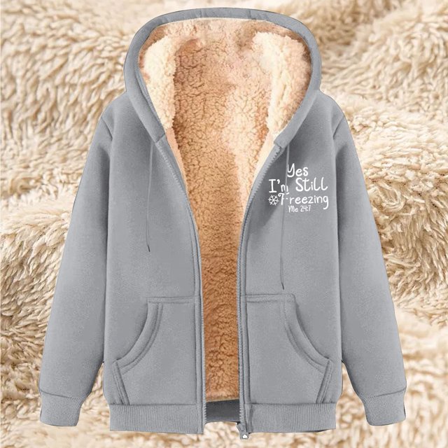 LOVZFMLL Jackets for Women's Fashionable Printed Fleece Hooded Sweatshirt Jacket