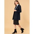 thumbnail image 4 of INSPIRE CHIC Manteau d'Hiver pour Femme à Revers Cranté, Simple Boutonnage, Manches Longues, Bleu Foncé, S, 4 of 6