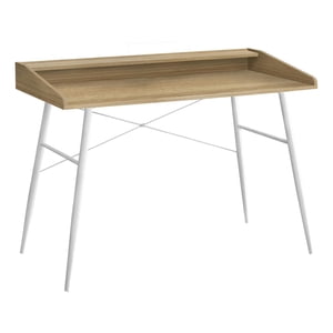 Monarch Specialties Bureau d'ordinateur, Bureau à la maison, Ordinateur portable, Étagères de rangement, 48"l, Travail, Métal, Stratifié, Naturel, Blanc, Contemporain, Moderne