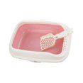 thumbnail image 2 of Cat Litter Box Open Top Kitty Litter Box Tray Semi Enclosed Cat Sand Basin with pink S, 2 of 9