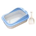 thumbnail image 1 of Esquirla Cat Litter Tray Cat Litter Container with High Side Open Top Pet Litter Tray Blue, 1 of 8