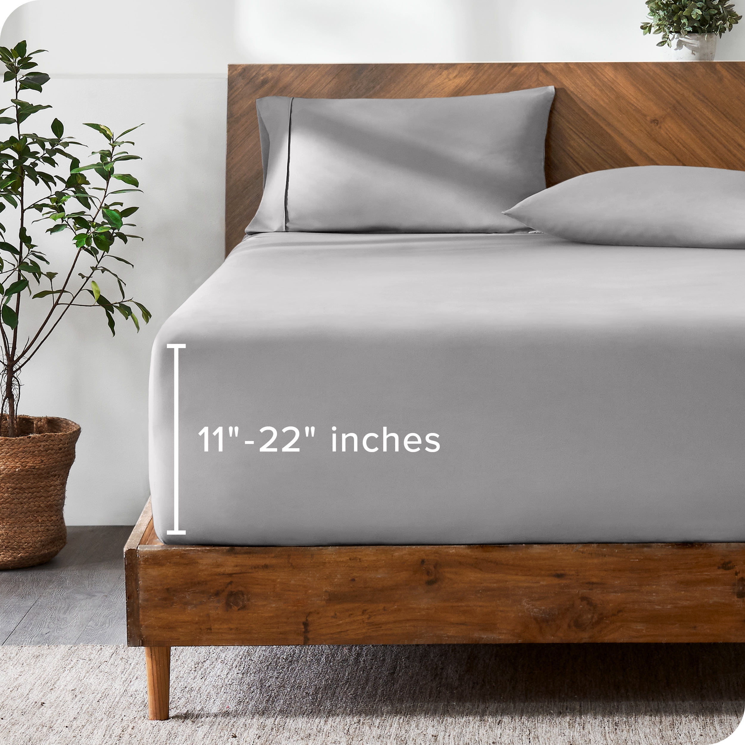 Bare Home Fitted Sheet - 22" Extra Deep Pocket - Premium 1800 Collection - Twin XL, Light Gray