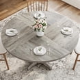 thumbnail image 4 of Round Dining Table for 4, 47" Dining Room Table with Wooden Base, Circle Kitchen Dinner Table for Dining Room, Kitchen, Living Room (Table Only), Grey, 4 of 7