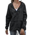 thumbnail image 2 of Women Hooded Jacket Waterproof Drawstring Hiking Rain Jacket Outwear Outdoor Sports Coat Jacket, 2 of 7