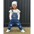thumbnail image 3 of KIDSCOOL SPACE Baby Boy Girl Ripped Denim Cute Workwear Jean Overalls,Blue,12-18 Months, 3 of 5