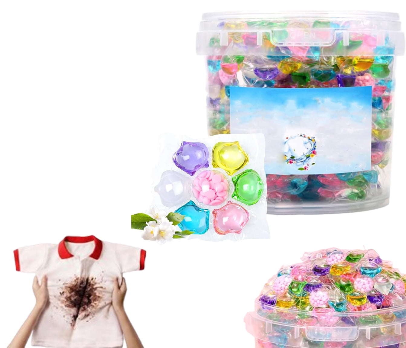 7 in 1 Laundry Detergent, Laundry Detergent Capsules for All Fabrics & Colors, Deep Cleaning Detergent Pods with Fabric Softener Beads , Long-Lasting Fresh Scent,Easy Dissolve Washing Pods