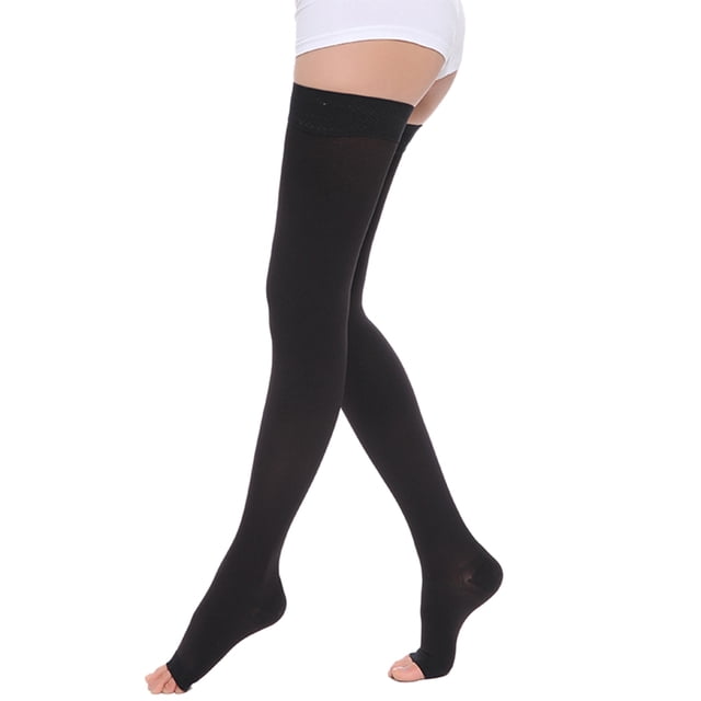 maskred Soft And Comfortable Tights High Stocking Stretchy Warm Fashionable Easy To Wear Nylon Compression Stockings Open Toe-black XL 1Set