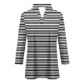 thumbnail image 4 of Timegard Tuniques Rayées pour Femmes Col à Revers en V Manches 3/4 T-Shirts Blouses Décontractées Mode, 4 of 5