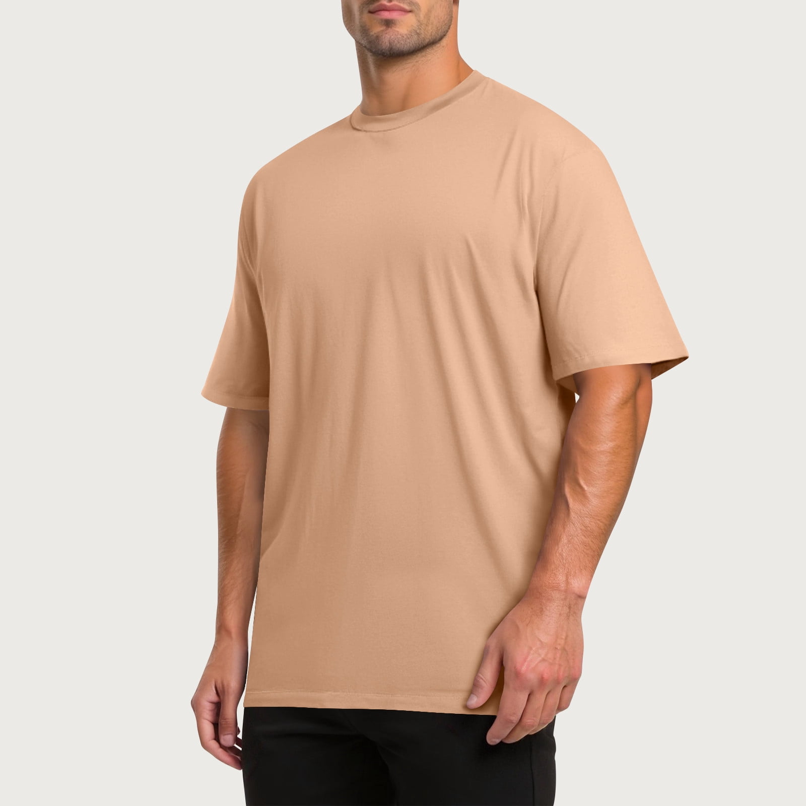 Mens T Shirts Drop Shoulder Crew Neck Short Sleeve Casual Basic