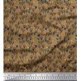 thumbnail image 1 of Soimoi Brown Viscose Chiffon Fabric Insect & Floral Artistic Printed Fabric 1 Yard 42 Inch Wide, 1 of 3