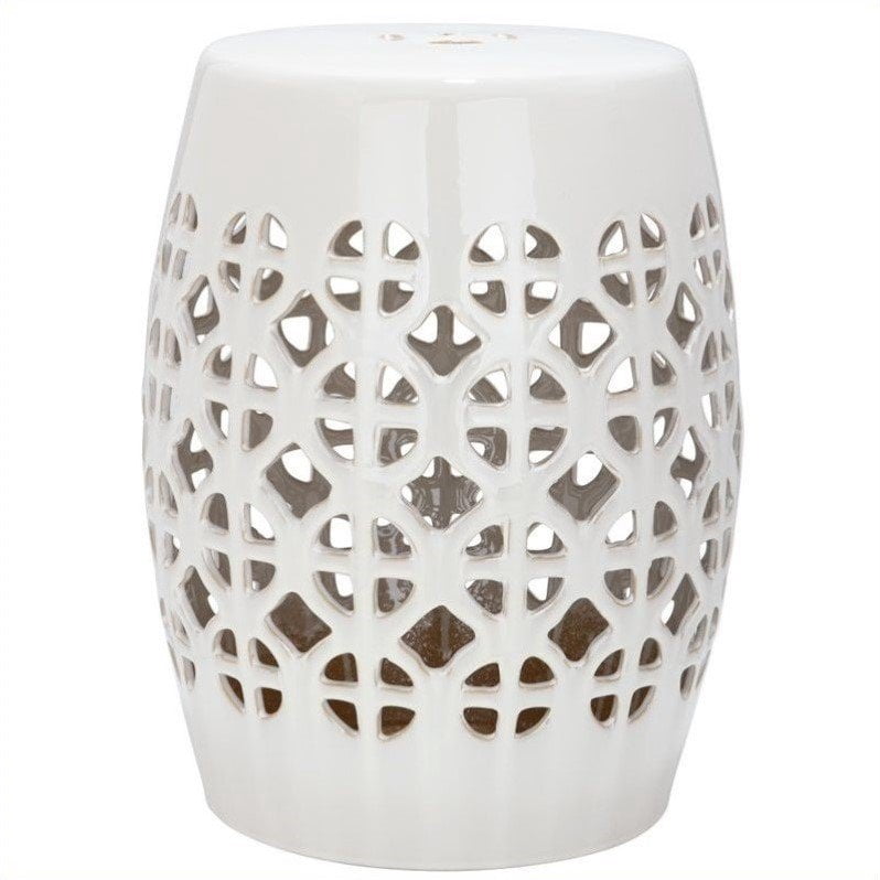 Safavieh Tabouret de Jardin en Céramique à Treillis Rond Crème