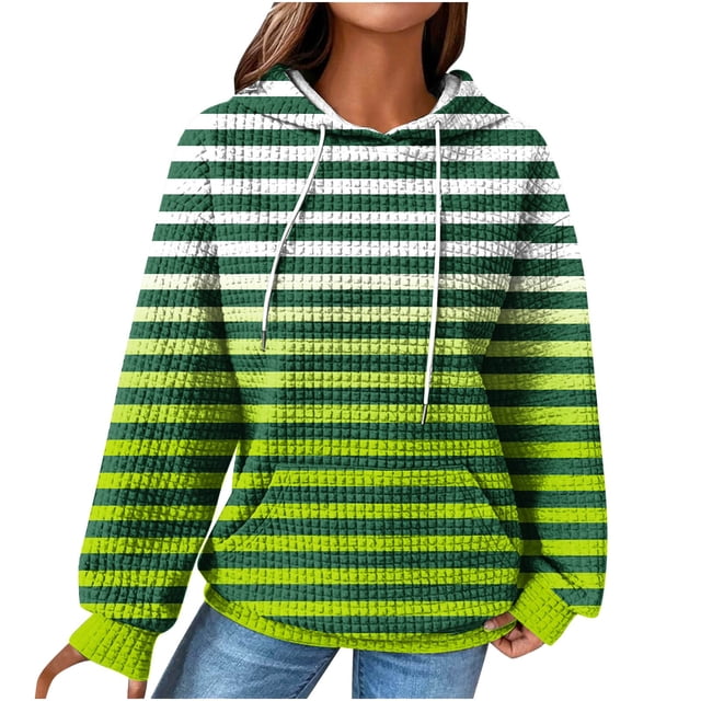 Yuyuzo Hoodies for Women Long Sleeve Casual Pullover Color Block Drawstring Sweatshirt with Pockets