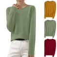 thumbnail image 1 of Meichang Women's Sweaters Fall Long Sleeve Crew Neck Knitted Pullover Solid Loose Fit Oversized Sweaters Jumpers Tops, 1 of 7