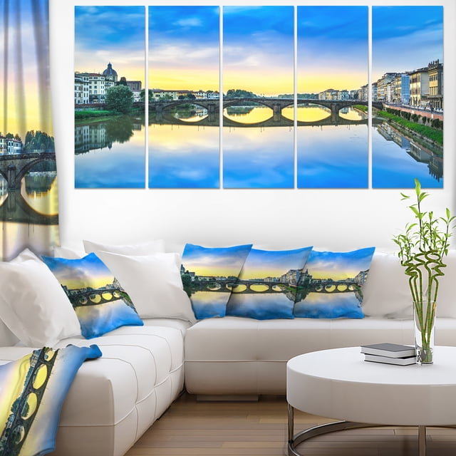 Carraia Medieval Bridge on Arno River - Beach Photo Canvas Print