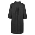 thumbnail image 4 of Jolies Robes d'Été Mode Femmes Ample Col en V Uni Manches 3/4 Robe en Coton et Lin Manches Longues Robe d'Invitée de Mariage en Liquidation, 4 of 8