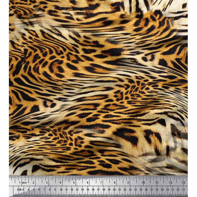 Soimoi Rayon Fabric Leopard & Tiger Animal Skin Print Fabric by Yard 42 Inch Wide