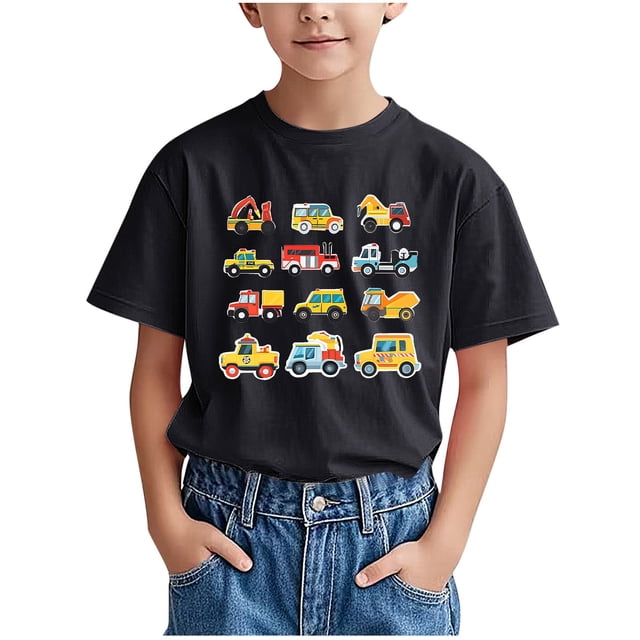 WRKEKC T-Shirts d'Été pour Garçons, T-Shirts Décontractés pour Garçons, T-Shirts Polyvalents Décontractés à Manches Courtes pour Enfants avec Motif Imprimé et Col Rond