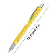 Fesfesfes 4-in-1 Multifunction Pen 15ml Technical Marker Screwdriver Pen with Ruler, Levelgauge, Ball-point Pen Multifunction Tool Pen yellow