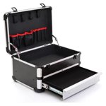 Boîte à tiroirs en alliage d'aluminium Boîte à outils Shockproof Cas à outils ménager Boîte à outil de fichiers Matériel de stockage de pièces Valise Multi-couche ,Facile à utiliser