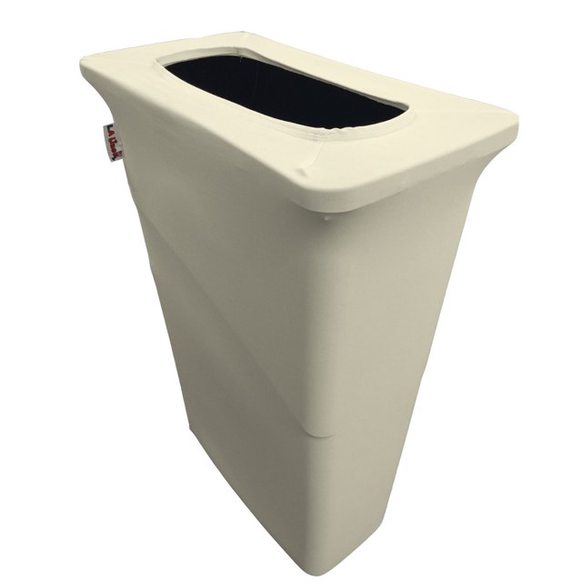 LA Linen LA Linen Stretch Spandex Trash Can cover for Slim Jim 23-Gallon, Ivory