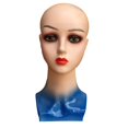 thumbnail image 3 of Mannequin Femme Chauve Tête Stable Base Multifonctionnelle Lisse Titulaire Mannequin Bleu Tissu, 3 of 9