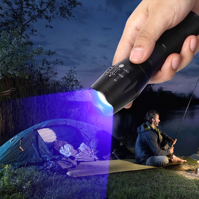 Zoomable Flashlight, Multicolor Flashlight, Waterproof Aluminum Alloy for Outdoor Activities Hunting Fishing Cycling Black