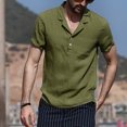 thumbnail image 5 of Fridja Chemise Habillée pour Homme d'Été, Couleur Unie, Col Rabattu, Manches Courtes, Imprimée Performance, Boutonnée, Chemise de Jeu de Quilles Décontractée pour Usage Quotidien (Vert Armée, 3TG), 5 of 5