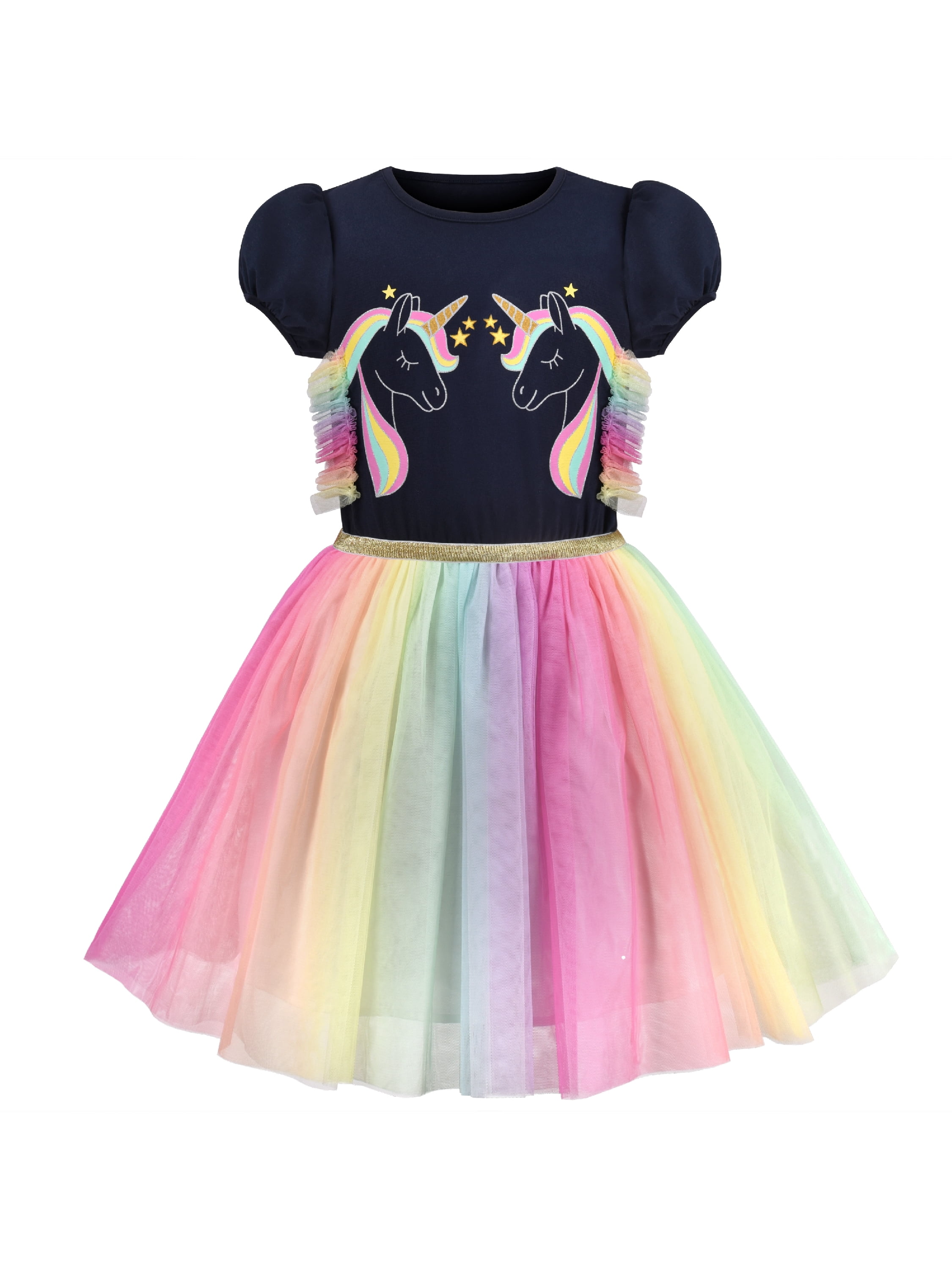 Girls Dress Multicolor Rainbow Unicorn Tulle Princess Party Birthday 8 Years